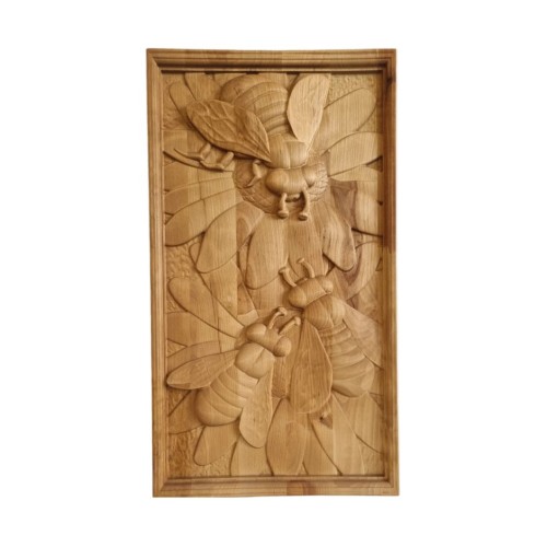 Raižytas medinis pano "Bitės"