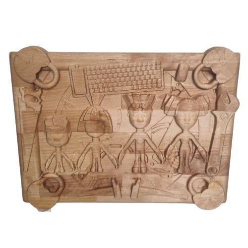 Raižytas medinis pano "Fiksikai"