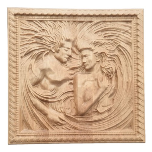 Raižytas medinis pano "Meilės alsavimas"